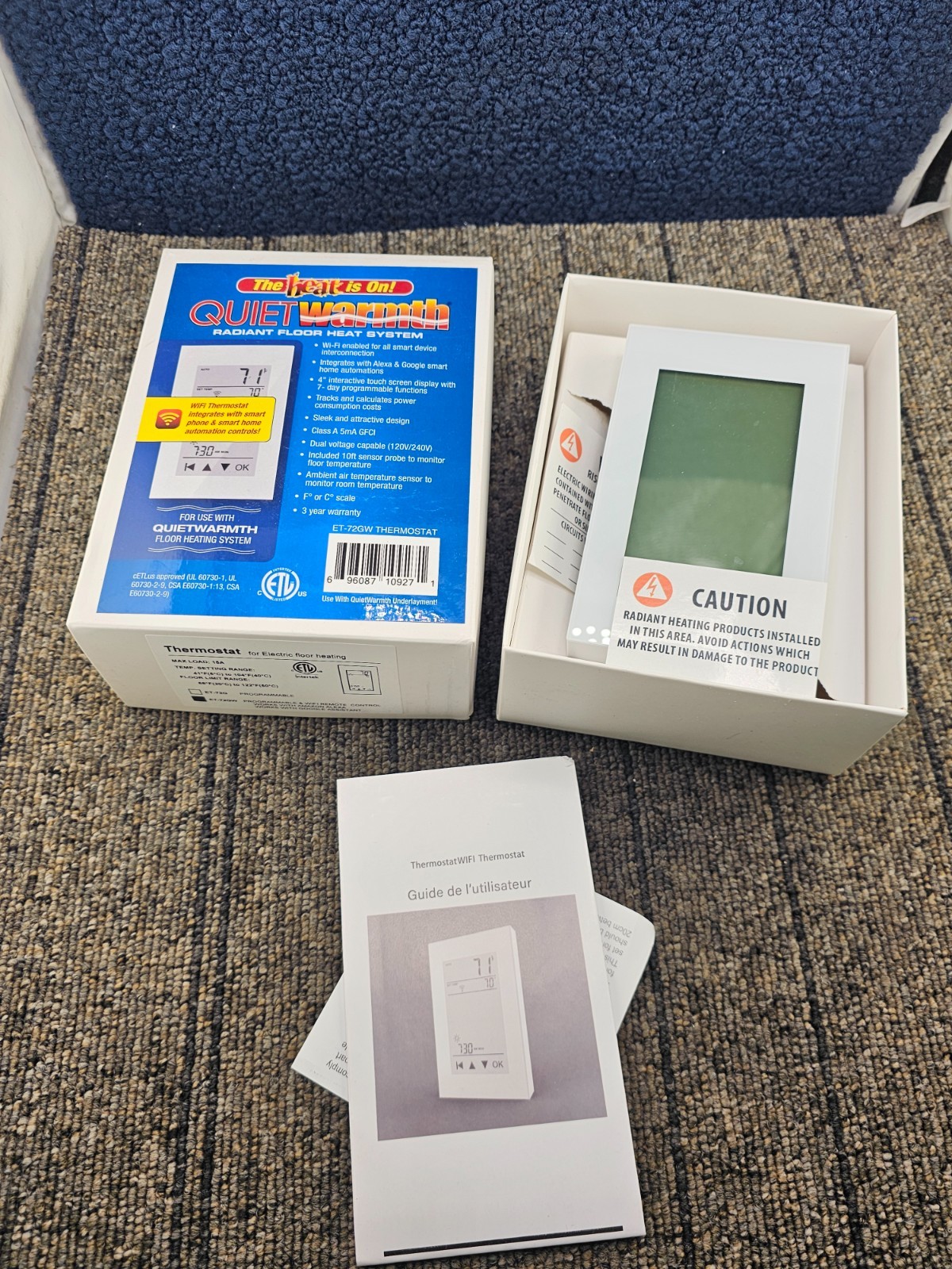 QUIETWARMTH ET-72GW: Smart Touchscreen Programmable Thermostat 15A, +41°F-104°F gallery