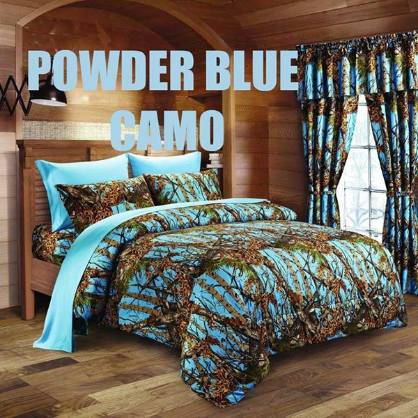 CAL KING SIZE 1 PC POWDER BLUE CAMO COMFORTER CALIFORNIA gallery