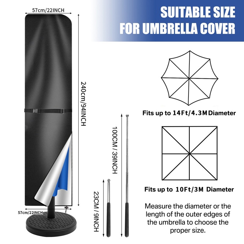 Patio Outdoor Umbrella Protective Canopy Parasol Cover fit 6' 8' 9' 11'FT Market gallery