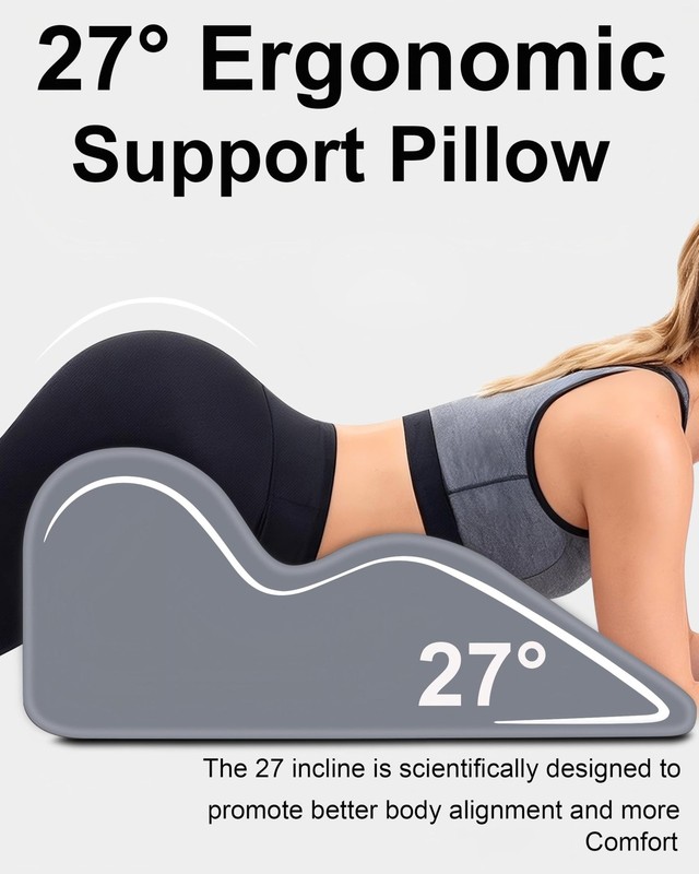 Memory Foam Wedge Pillow 27 Angled Support Neck Waist Grey X Large HOMEPAC Plus gallery