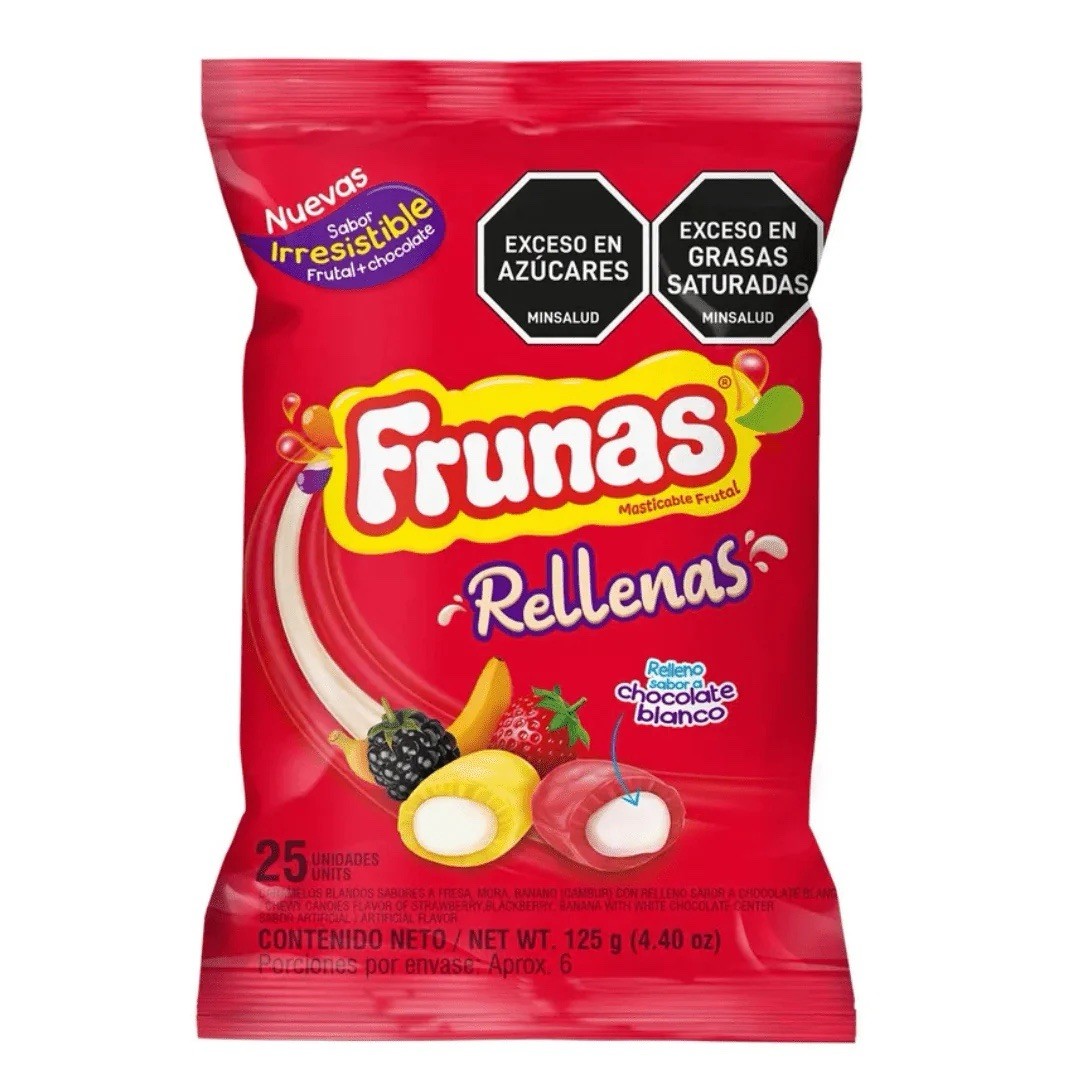 Frunas Rellenas 50 Units Tropical Flavor Chewy Candy White Chocolate Filling Col gallery
