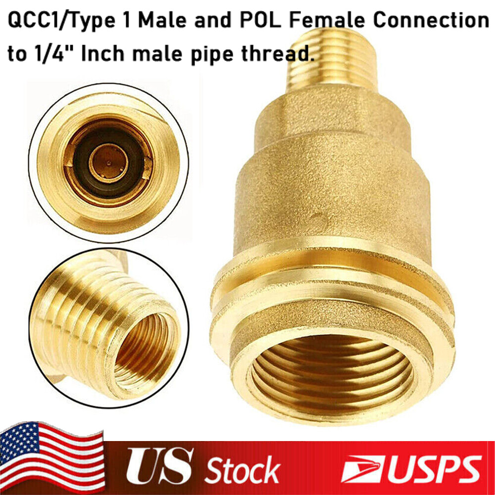 Solid Brass QCC1 Nut Propane Gas Fitting Adapter 1/4" Male Pipe Thread Connector gallery