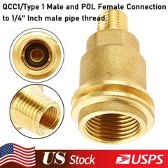 Solid Brass QCC1 Nut Propane Gas Fitting Adapter 1/4″ Male Pipe Thread Connector