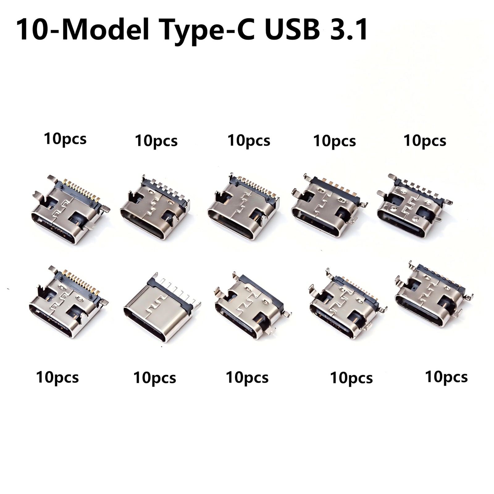 100 PCS 10-Model Type-C USB 3.1 Charging Dock Port Connector Kit 6-pin 16-pin gallery