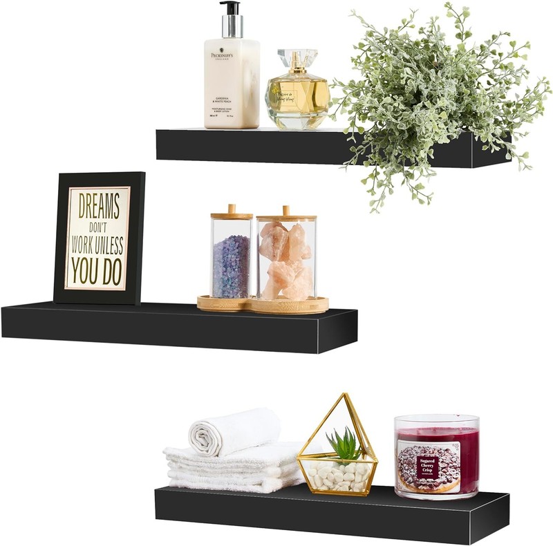 3pcs Floating Shelves for Wall, Bathroom Shelves Wall Mounted - Kitchen, Bedroom gallery