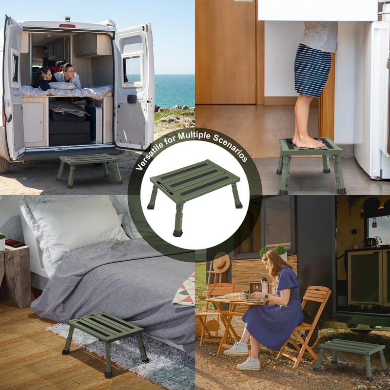 Adjustable RV Step Stool 3 Steps, Foldable, AntiSlip, 1,000 lb Capacity gallery