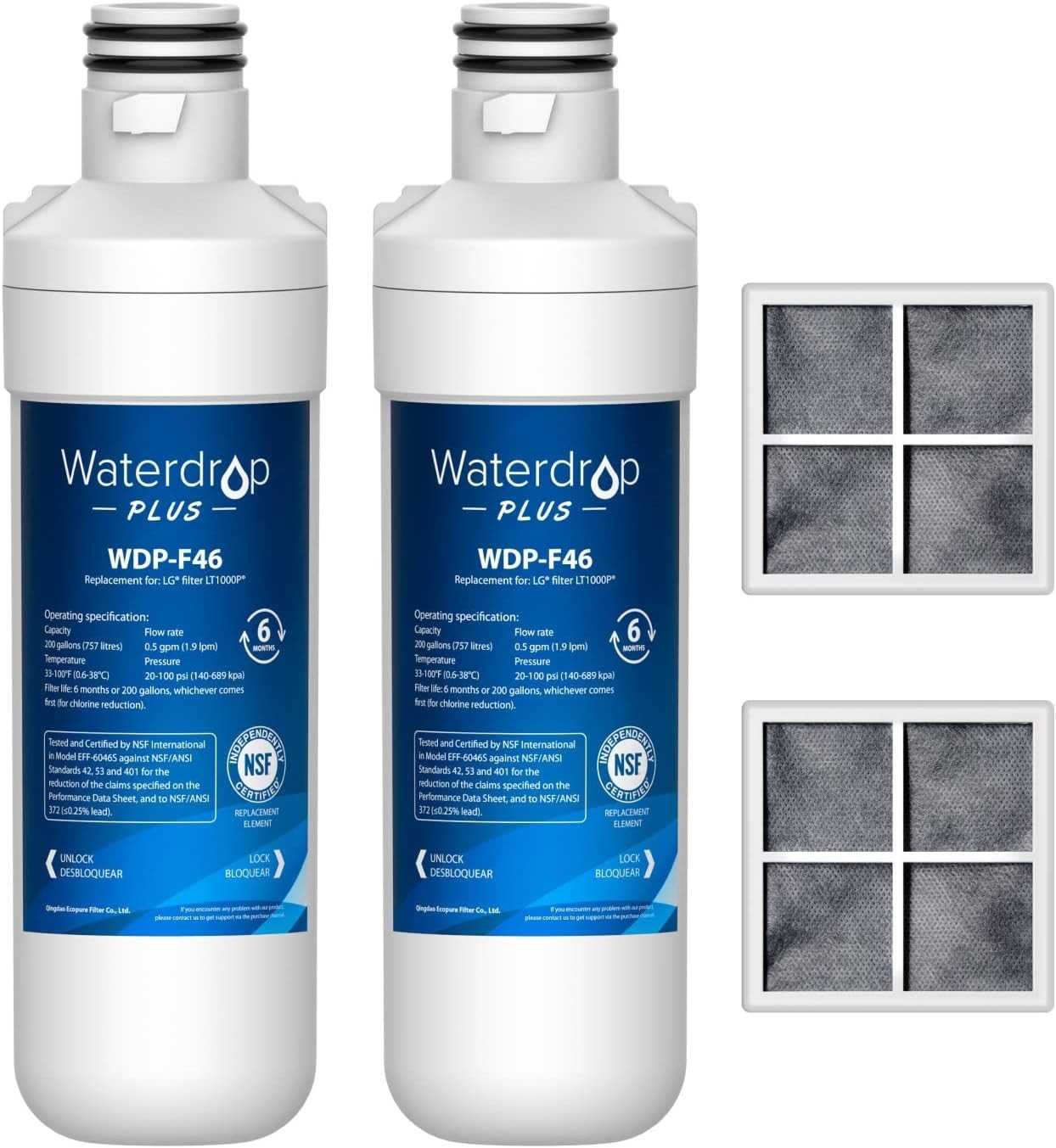 Waterdrop Plus Refrigerator Water Filter and Air Filter for LG® LT1000P®,2 Combo gallery