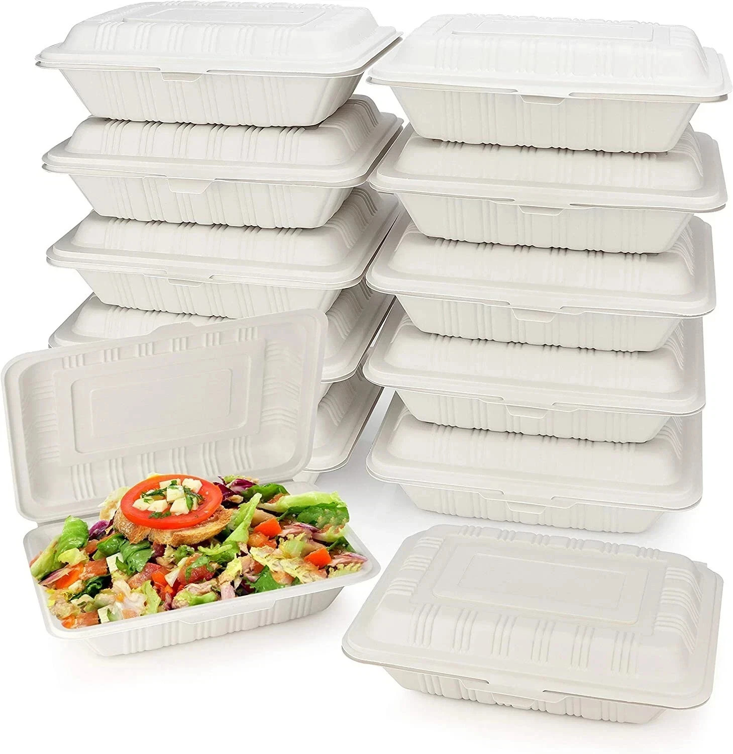 50 count 1-Comp Pebble Box Clamshell to go take-out Food Containers PP206 gallery