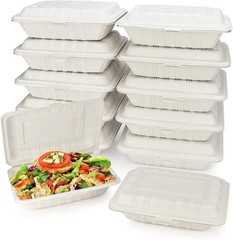 50 count 1-Comp Pebble Box Clamshell to go take-out Food Containers PP206