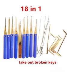 18-in-1 Broken Key Extractor Tool Kit w/ Tension Wrench for Home Use fast ship.