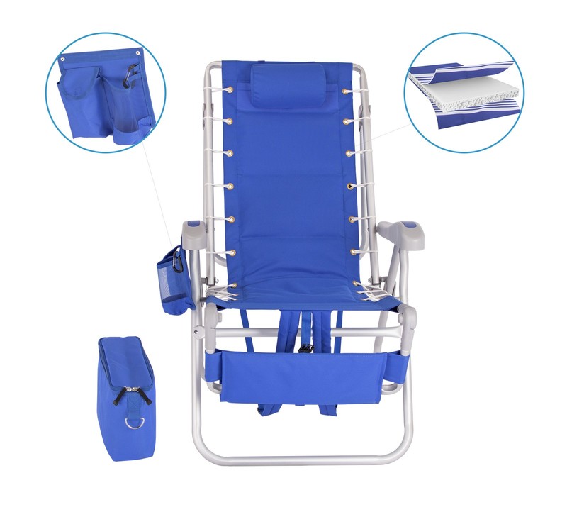 Ultimate Heavy Duty Padded Backpack Beach Chair w/ Cooler Footrest 300lb gallery