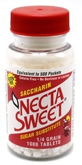2 1000-Tablet Bottles 1/4 Grain Necta Sweet Saccharin Tablets NectaSweet