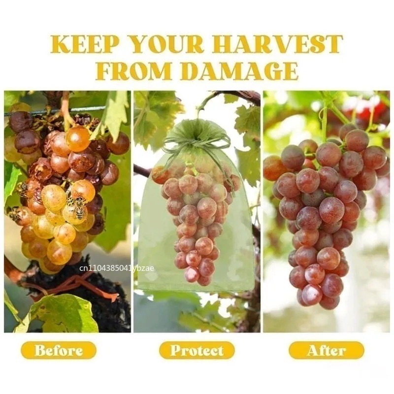 Reusable Fruit Protection Mesh Bags Drawstring Insect Pest Cover gallery