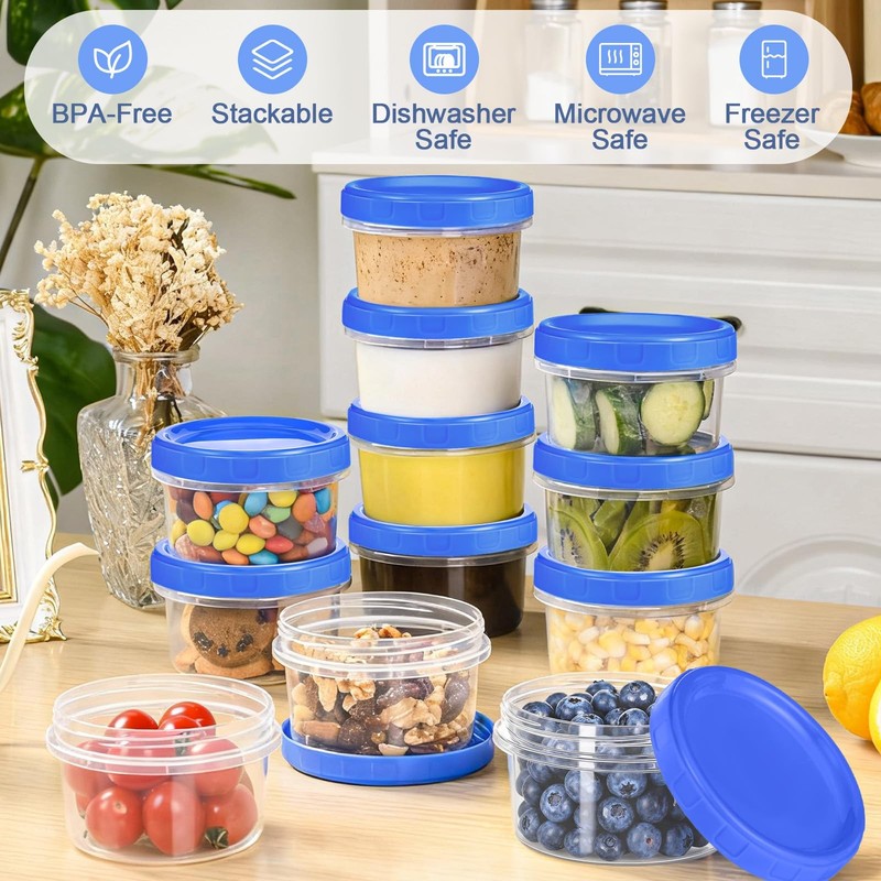 6 Pcs 8 oz Plastic Containers with Screw Lids, Reusable Clear Food Storage Co... gallery