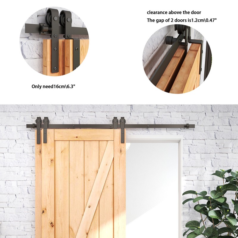 6FT 6.6FT Sliding Barn Door Hardware Kit Track Set for Single/Bypass Double Door gallery