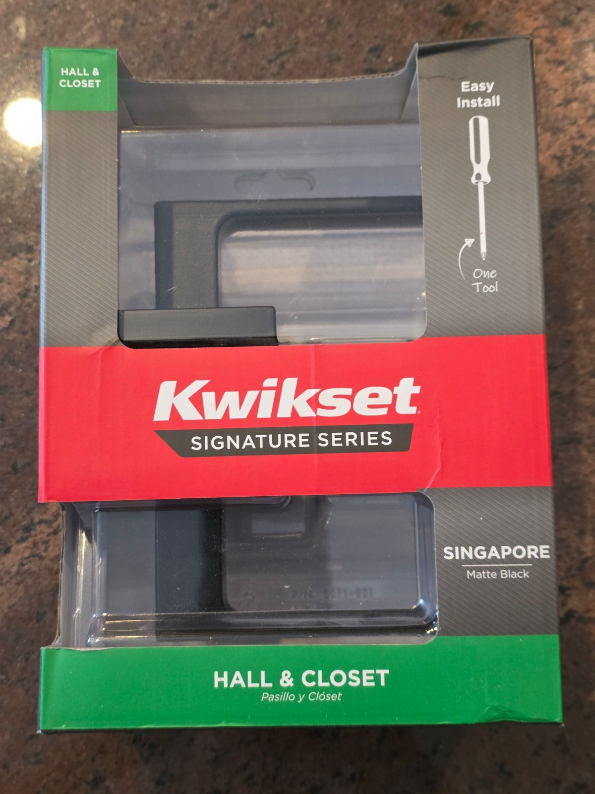 Kwikset Singapore Rectangular Straight Hall/Closet Door Handle in Matte Black gallery