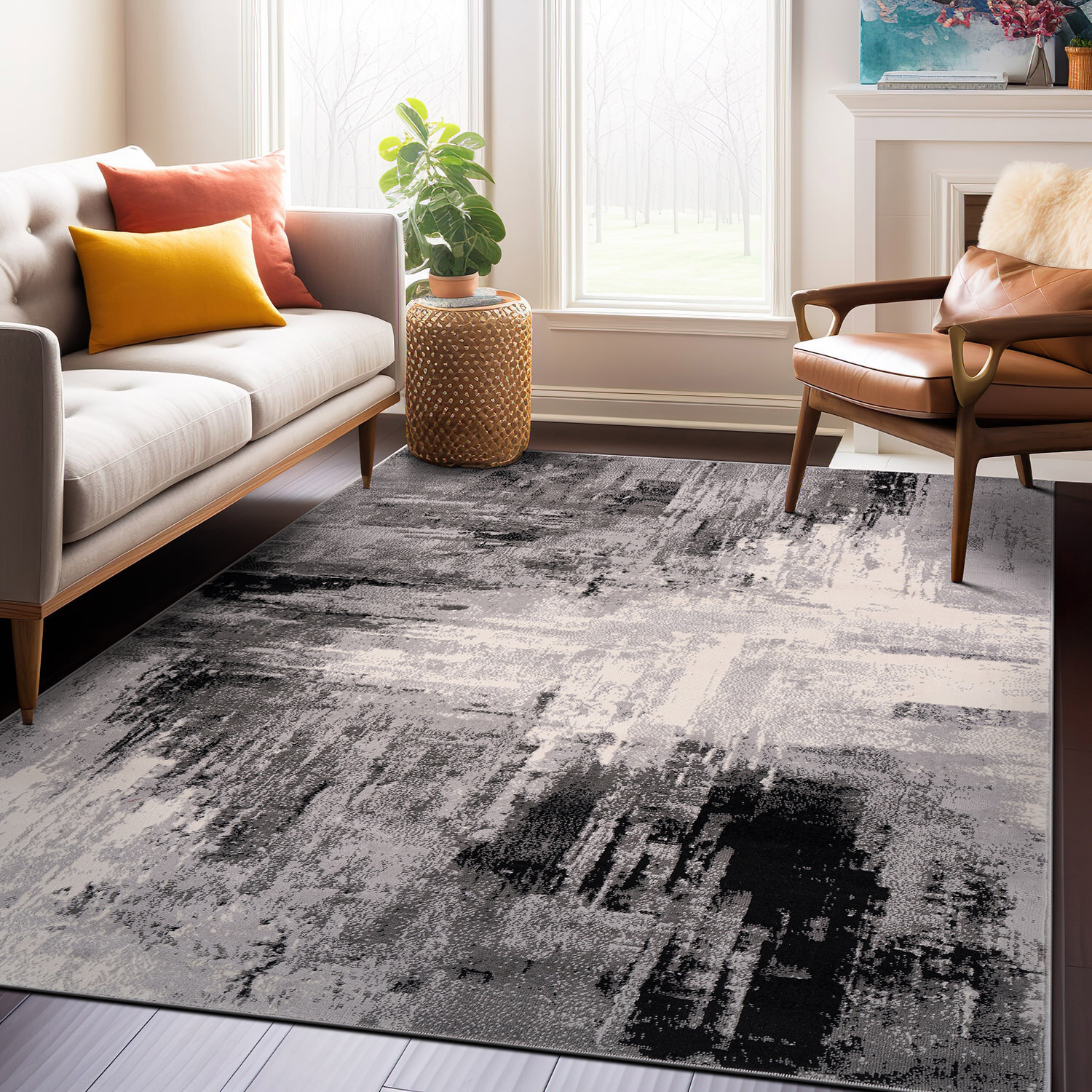 Rugshop Area Rug Bari Contemporary Abstract Art Rugs Living Room Rug Bedroom Rug gallery