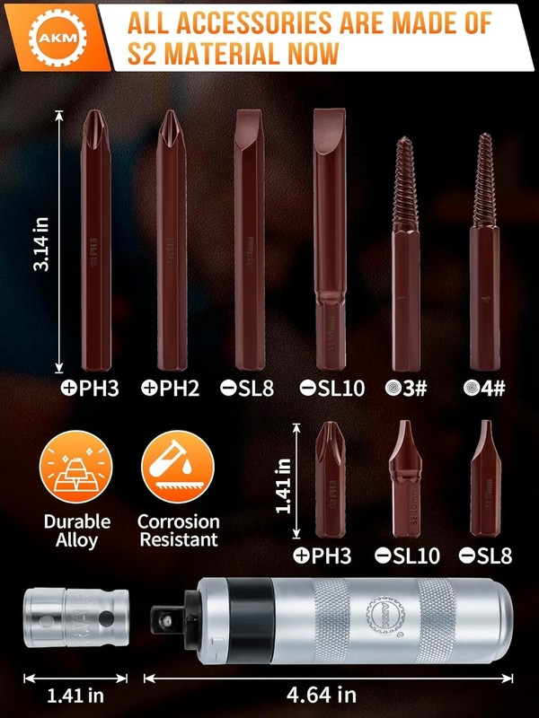 Versatile 3/8" Reversible Impact Screwdriver for Extracting Stubborn Bolts gallery