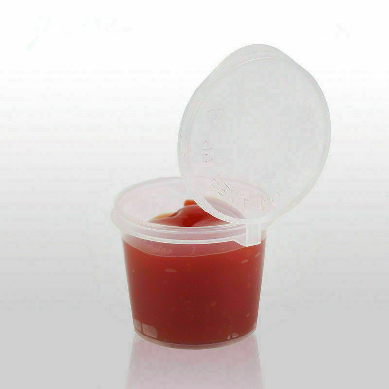 100Pcs/Set Small Plastic Sauce Cups Food Storage Containers sale Lids Clear gallery