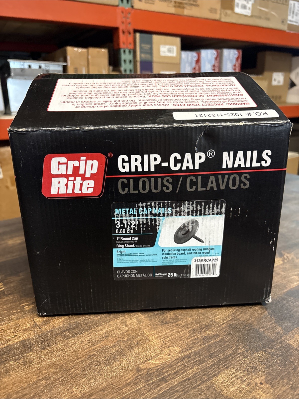 (25 Lb.) 3-1/2” Metal 1 Inch Round Cap Roofing Nails Ring Shank 312MRCAP25 gallery