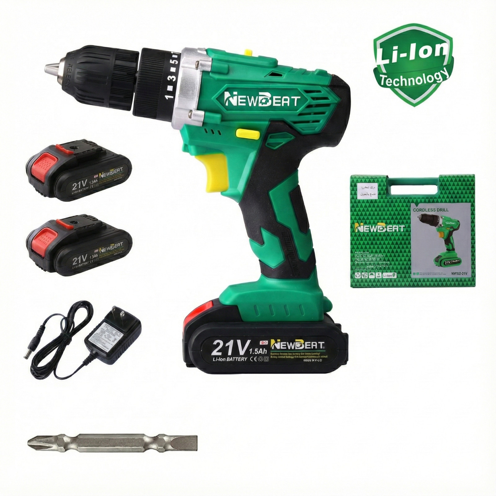 Cordless Drill Driver 21V 3/8 Inch Two Speed 30Nm for Home Repair with Bits Kit gallery