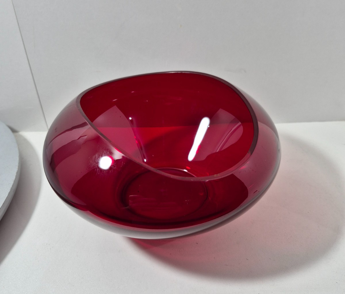 Free‑Form Studio Glass Hand‑Formed Ruby Red Art Glass Sculptural Bowl gallery