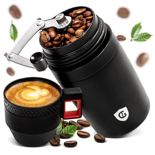 All-in-One Manual Burr Coffee Grinder Cup and Portable Brewing Kit, Stainless gallery