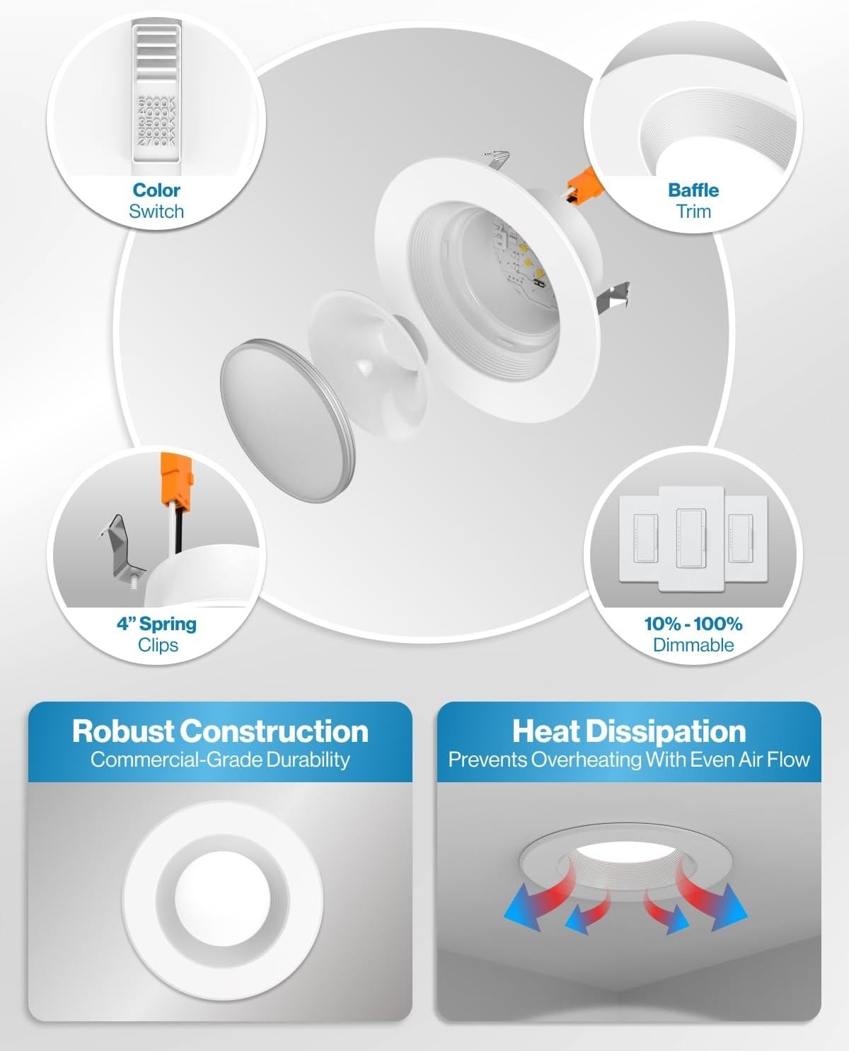 Sunco 24 Pack 4 Inch LED Recessed Lights, Retrofit Can 4 Inch, White gallery