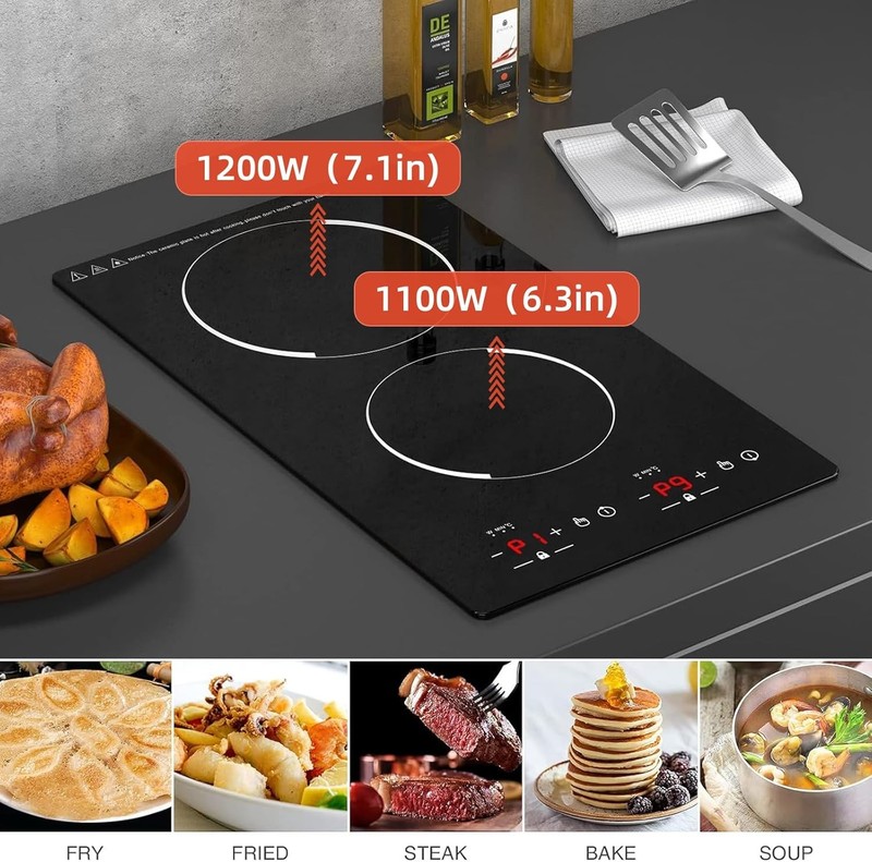 Electric Cooktop Double Burner Induction Drop-in Electric Stove Top 110V 2300W gallery