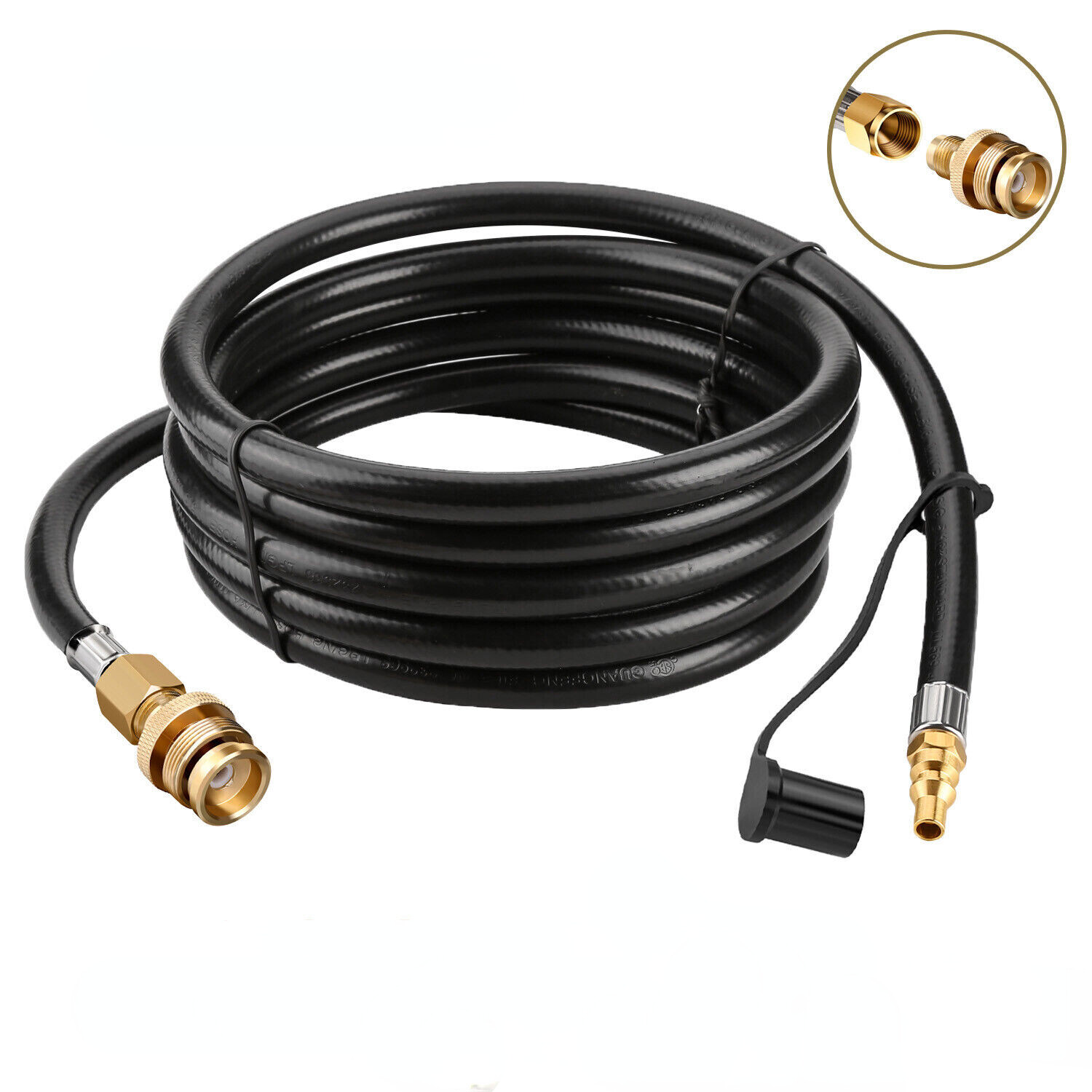 12 FT Propane 1/4" Quick Connect Hose for RV to Gas Grill with 1LB Brass Adapter gallery
