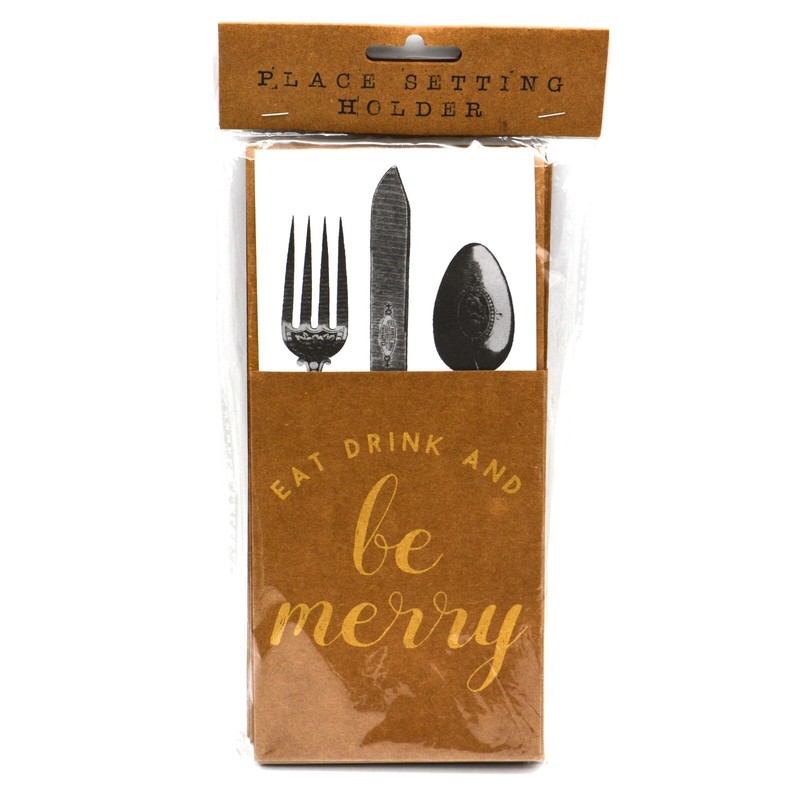 Silverware Pocket Place Setting Holders Eat Drink & Be Merry Set 48 Disposable gallery