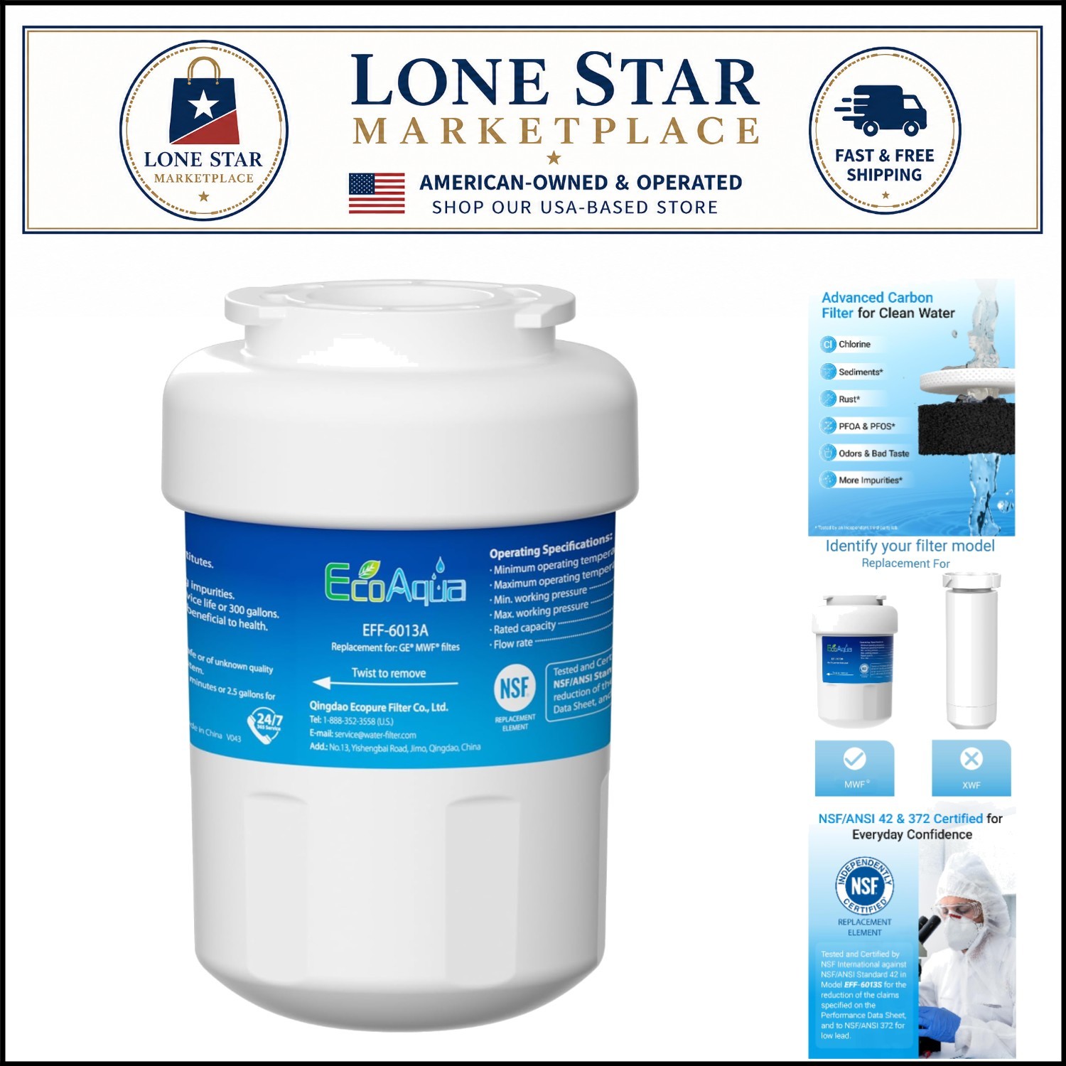 GE MWF Refrigerator Water Filter - NSF Certified, 300 Gallon Capacity, 1 Pack gallery