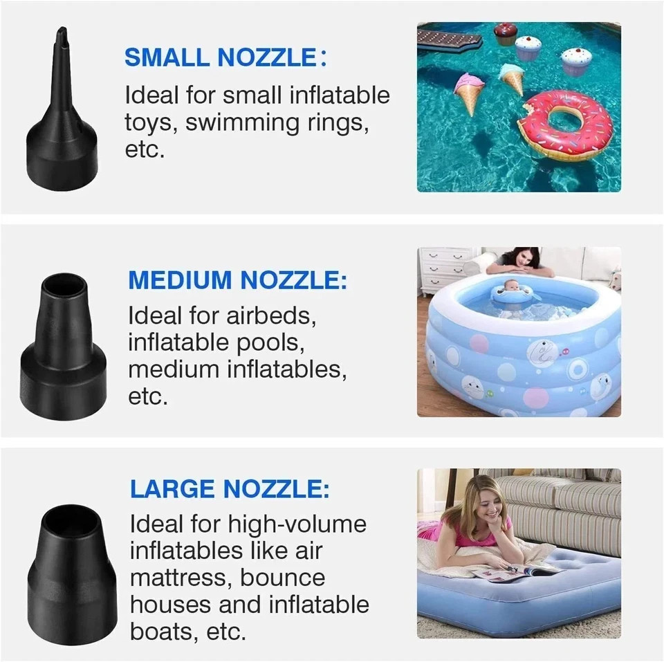 12V Electric Air Pump for Inflatables Air Mattress Pool Raft Bed, Boat, FastUS,- gallery