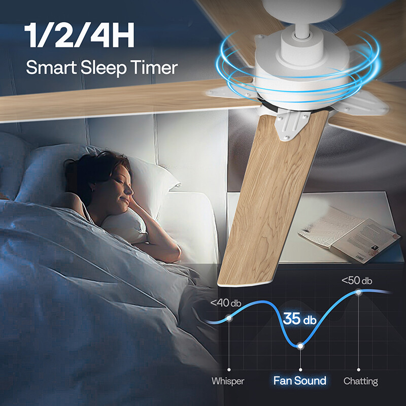 52'' Flush Mount LED Ceiling Fan with Light & Remote 6+1 Speeds, 3CCT, Dimmable gallery