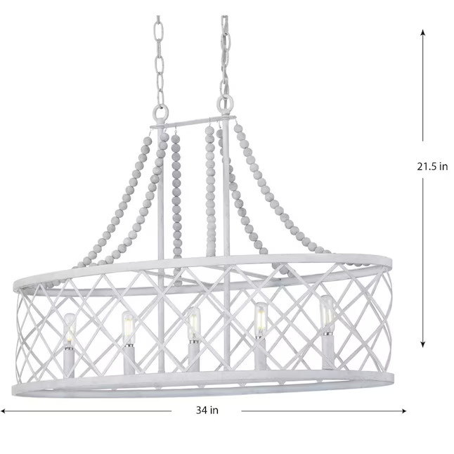 Progress Lighting Bisset 5 -Light White Coastal For Use in Bedrooms, Dining Room gallery