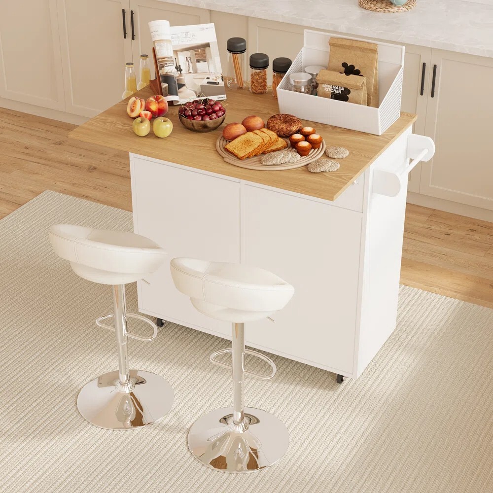 Kitchen Removable Island Cart Trolley Storage Cabinet with Drop Leaf Countertop gallery