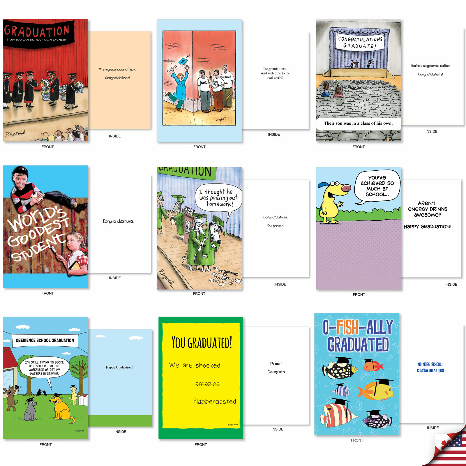 36 Asst'd Set Funny Graduation Greeting Cards w/ 5x7" Env. - Great Grads gallery