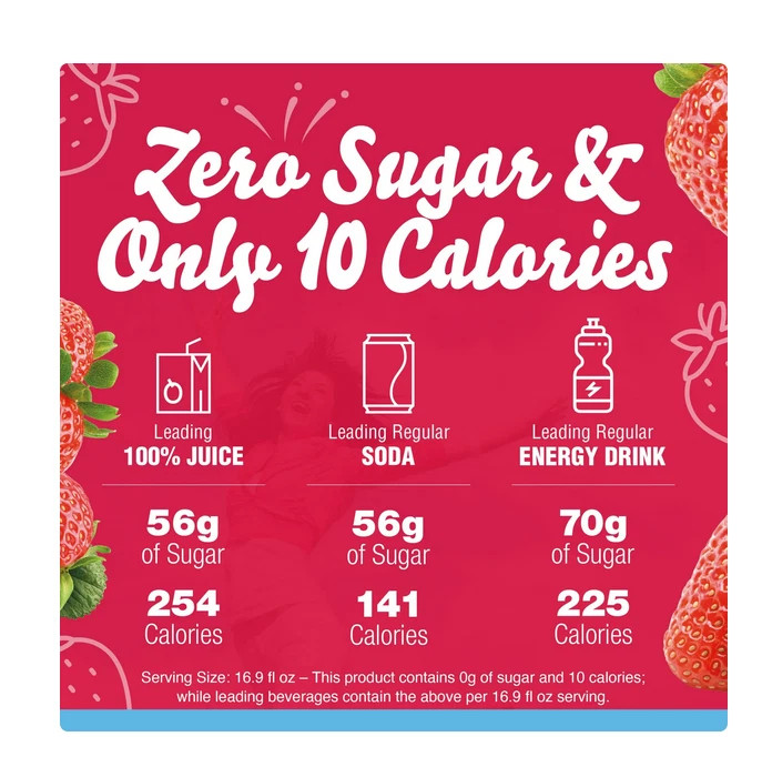 Crystal Light Wild Strawberry Sugar Free Drink Mix Singles with Caffeine, 30 ct gallery