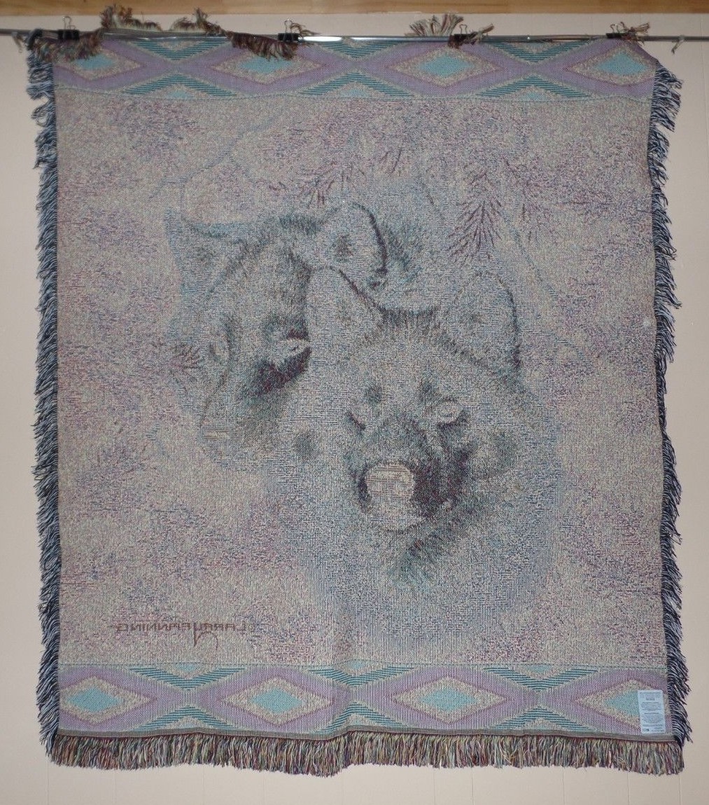 Mohawk Designs " Wolves in the Brush" Throw Blanket Tapestry Afghan 57 X 50 gallery