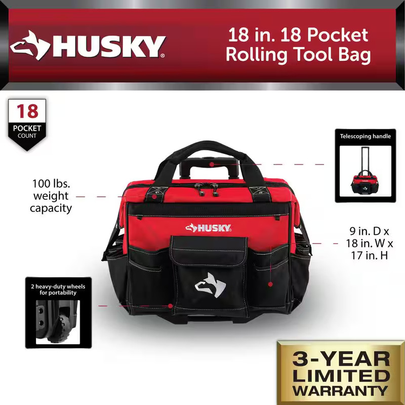 18 In. 18 Pocket Rolling Tool Bag gallery