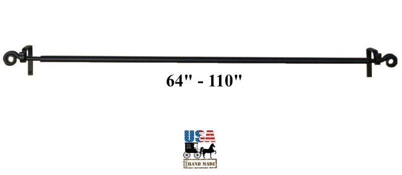 EXTRA LARGE IRON SCROLL CURTAIN ROD - Adjustable 64"-110" Amish Handcrafted USA gallery