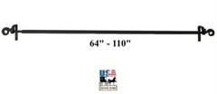 EXTRA LARGE IRON SCROLL CURTAIN ROD – Adjustable 64″-110″ Amish Handcrafted USA