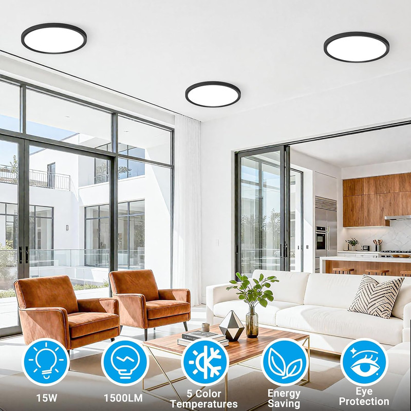 LED Flush Mount Ceiling Light,7Inch 15W,3000K/3500K/4000K/5000K/6500K 5 Color Te gallery