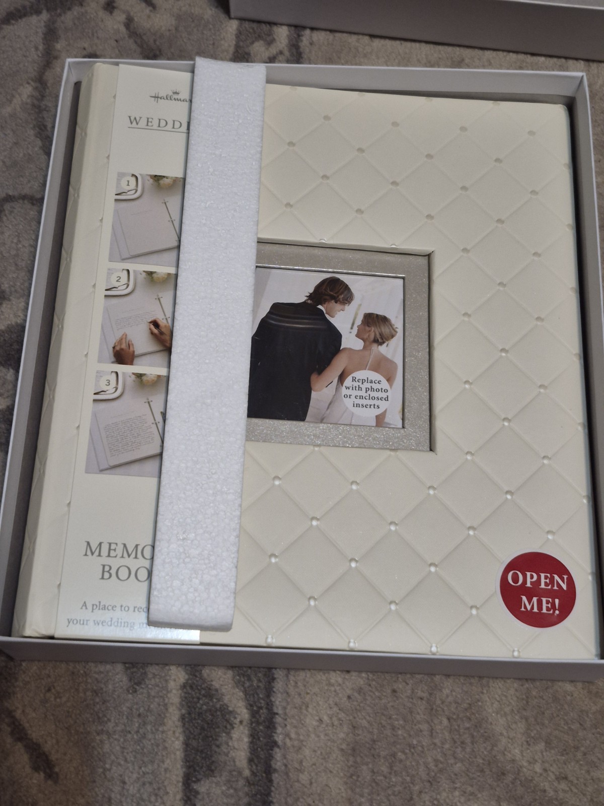Hallmark Wedding Happily Ever After Memory Book Quilted Diamond Pattern Pearls gallery