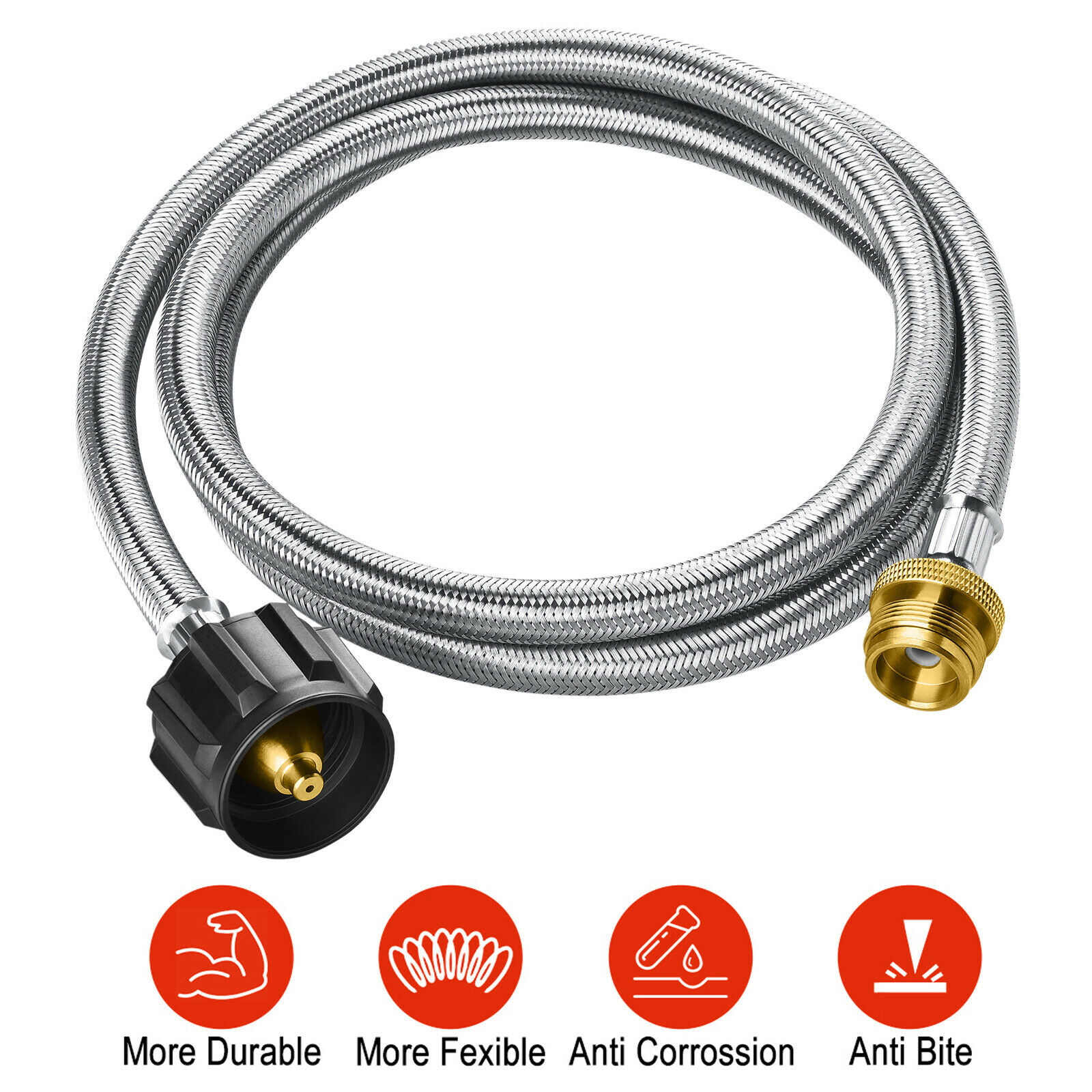 5FT Propane Adapter Hose 1lb to 20lb Converter for QCC1 / Type1 Tank Gas Grill gallery