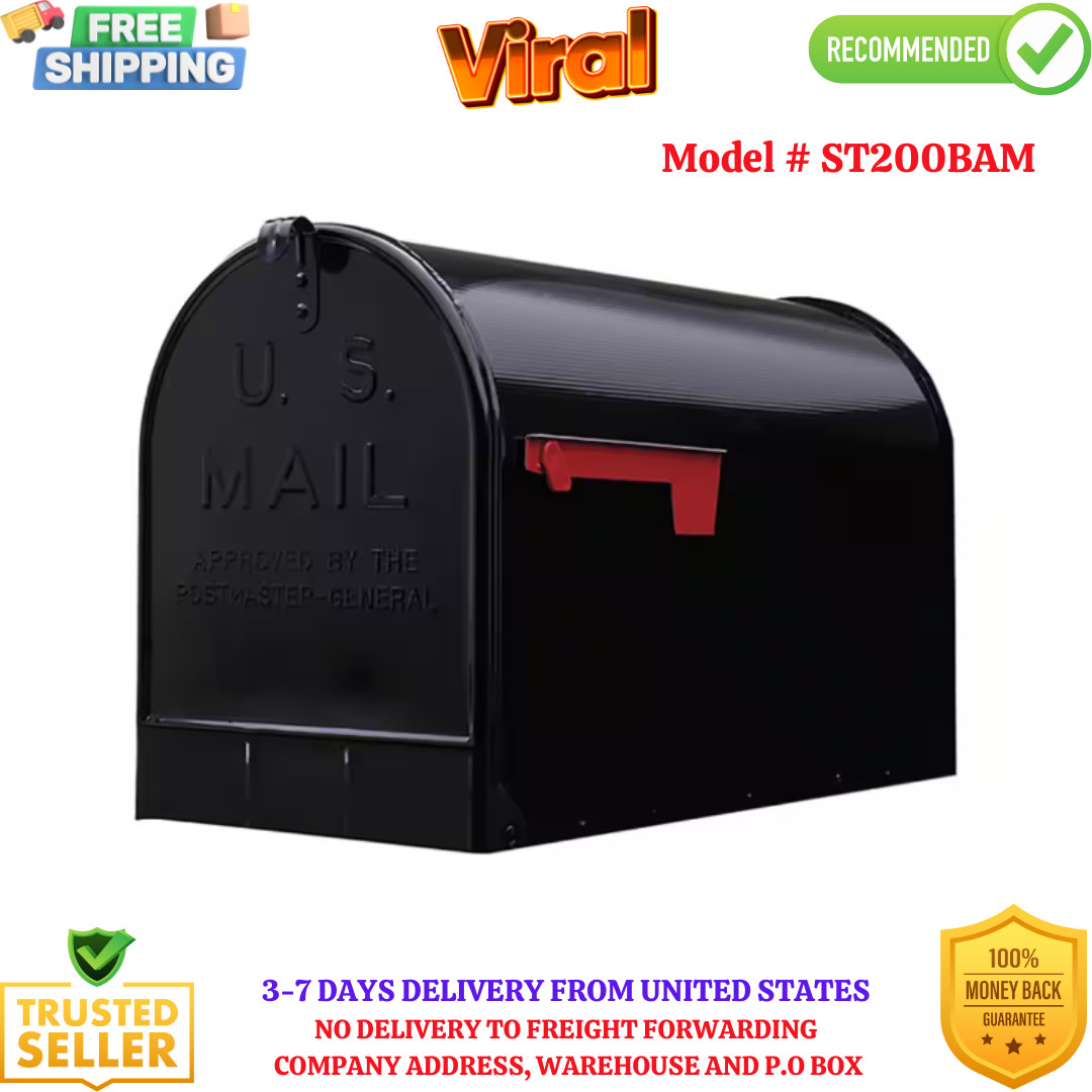 Stanley Black, Extra Large, Steel, Post Mount Mailbox gallery