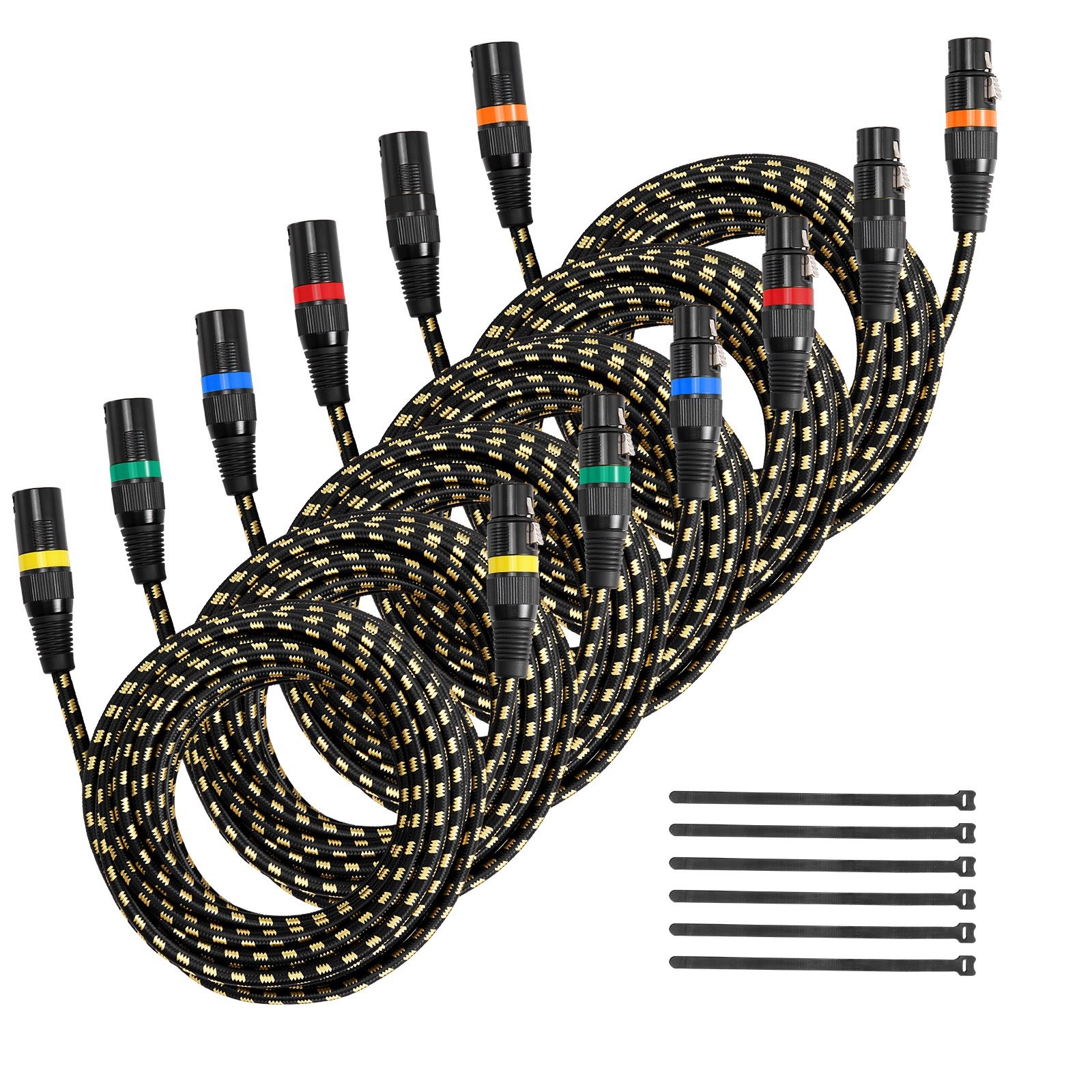 XLR Cable 25 ft, 6 Pack, Shielded Balanced DMX Male to Female Microphone Cables, gallery