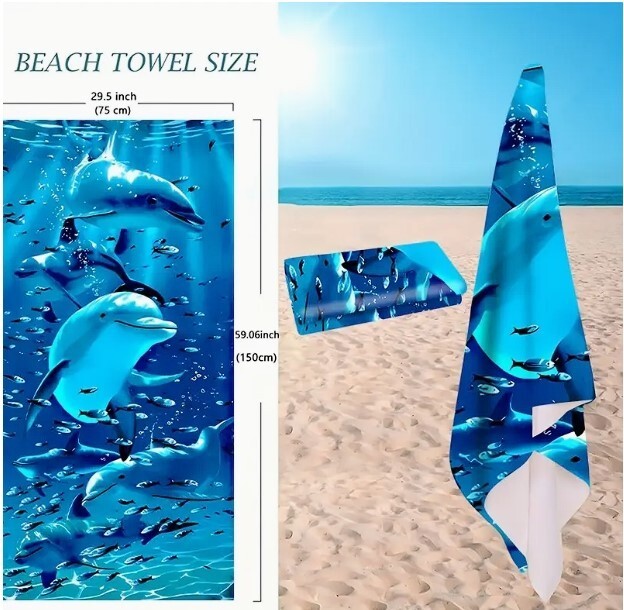 Dolphin Pool/Beach Towel Soft, Fast Dry, 29.5 x 59 inches gallery