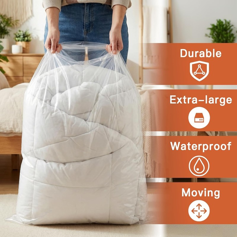 6 Pack 40x60 in Extra Large Clear Plastic Bags, Large Plastic Storage Bags for gallery
