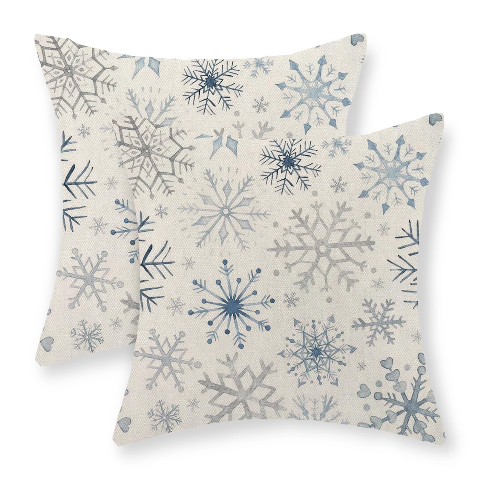 Christmas Pillow Covers 22x22 Inch 2 Pcs Dusty Blue Grey Geometric Snowflake ... gallery